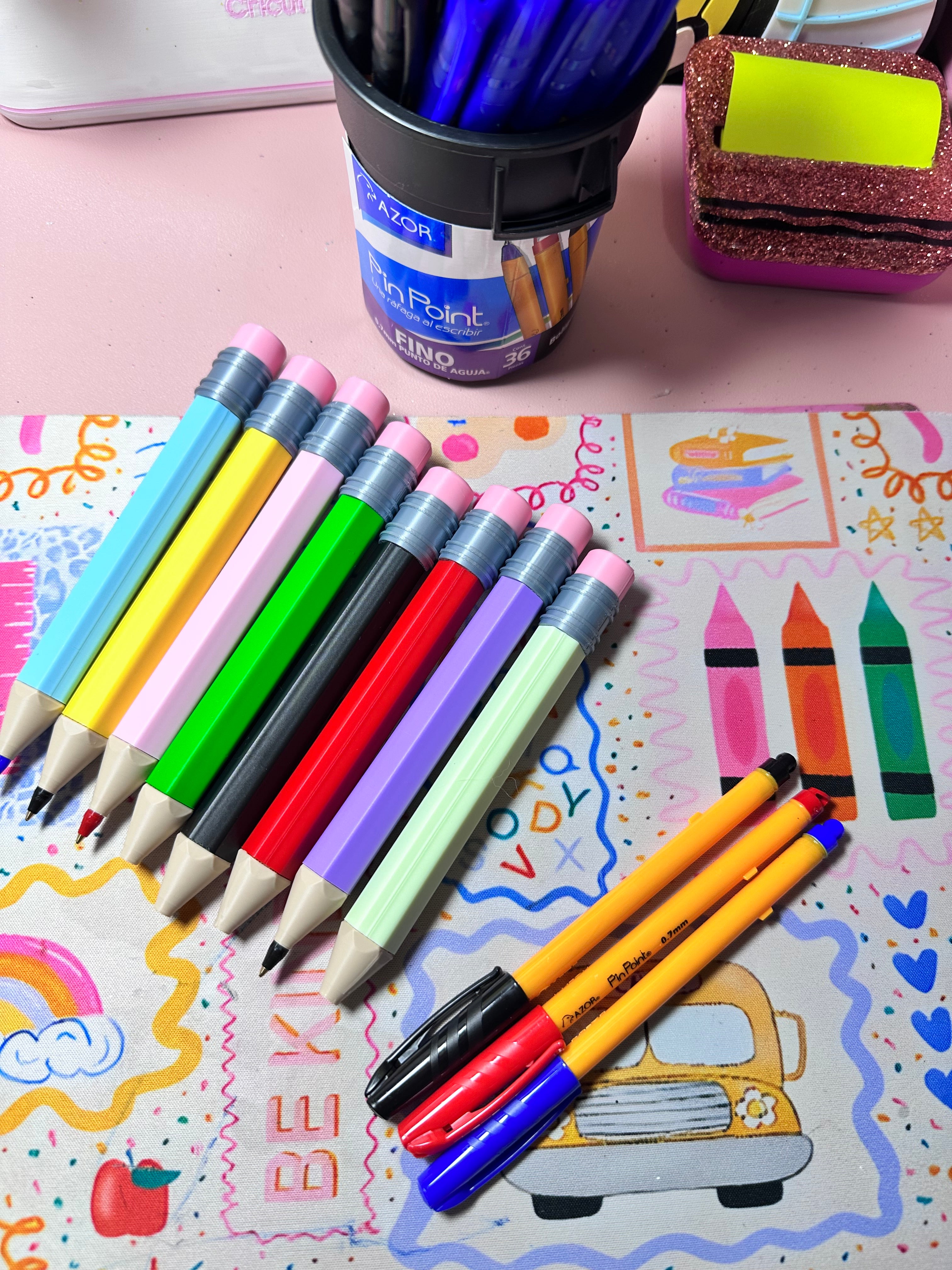 Bolígrafo Lápiz gigante ✏️ PARA BOLÍGRAFOS MARCA AZOR PIN POINT 0.7 mm -INCLUYE TAPA-